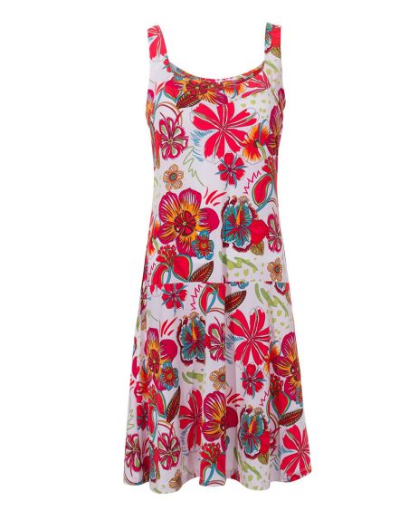 Vestido malla 96% poliester 4% elastano sin mangas estampado tiare