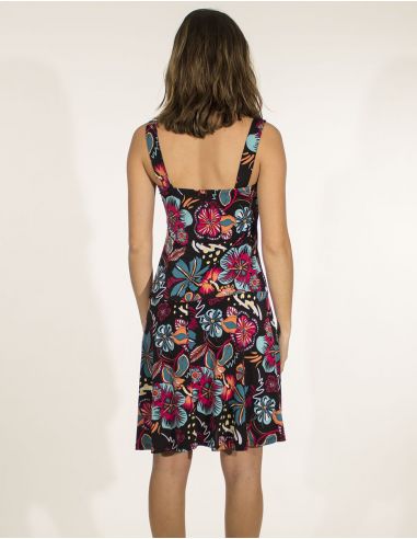 Vestido malla 96% poliester 4% elastano sin mangas estampado tiare