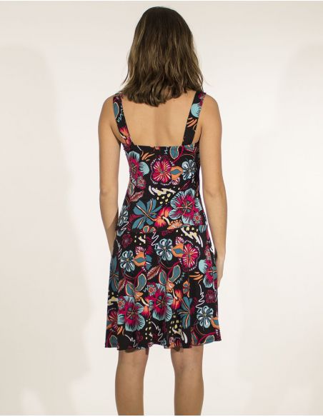 Vestido malla 96% poliester 4% elastano sin mangas estampado tiare