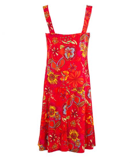 Vestido malla 96% poliester 4% elastano sin mangas estampado tiare