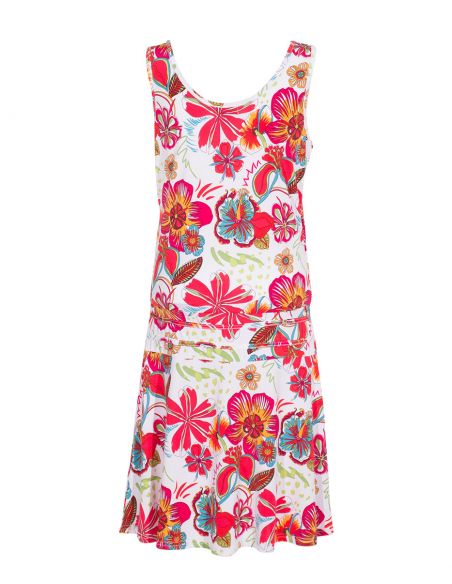 Vestido malla 96% poliester 4% elastano sin mangas estampado tiare