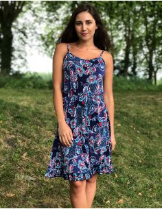 Vestido malla 96% poliester 4% elastano tirantes estampado miel