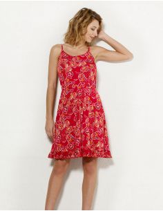 Vestido malla 96% poliester 4% elastano tirantes estampado miel 2