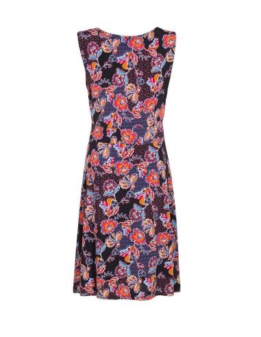 Vestido malla 96% poliester 4% elastano sin mangas estampado miel