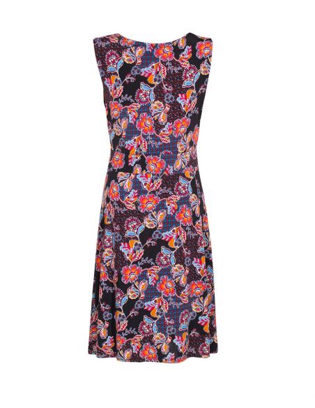 Vestido malla 96% poliester 4% elastano sin mangas estampado miel