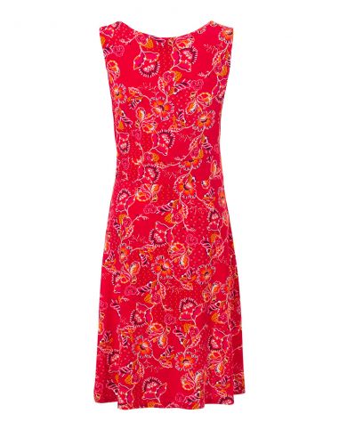 Vestido malla 96% poliester 4% elastano sin mangas estampado miel