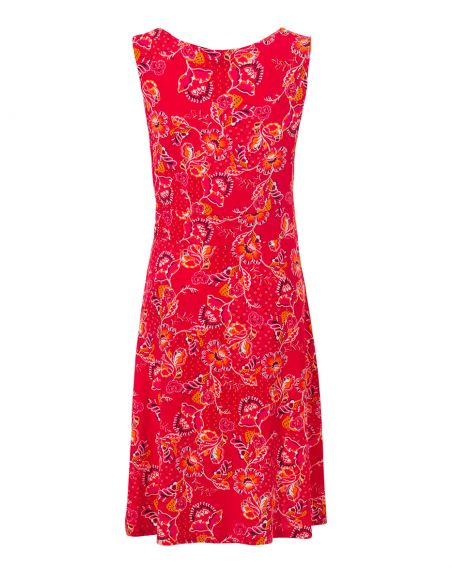 Vestido malla 96% poliester 4% elastano sin mangas estampado miel