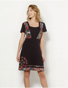 Vestido malla 97% algodon 3% elastano mangas cortas estampado malaga