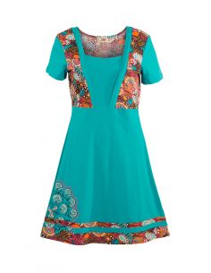 Vestido malla 97% algodon 3% elastano mangas cortas estampado malaga 2