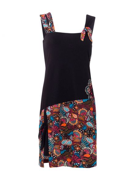 Vestido malla 97% algodon 3% elastano tirantes estampado malaga