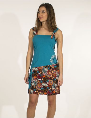 Vestido malla 97% algodon 3% elastano tirantes estampado malaga