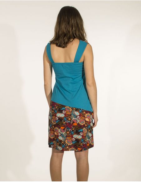 Vestido malla 97% algodon 3% elastano tirantes estampado malaga