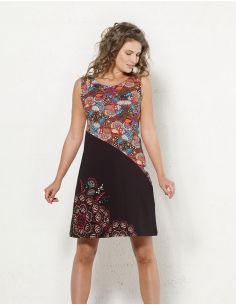 Vestido malla 97% algodon 3% elastano sin mangas estampado malaga
