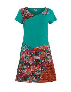 Vestido malla 97% algodon 3% elastano mangas cortas con patchs 2