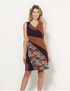 Vestido malla 97% algodon 3% elastano sin mangas con patchs