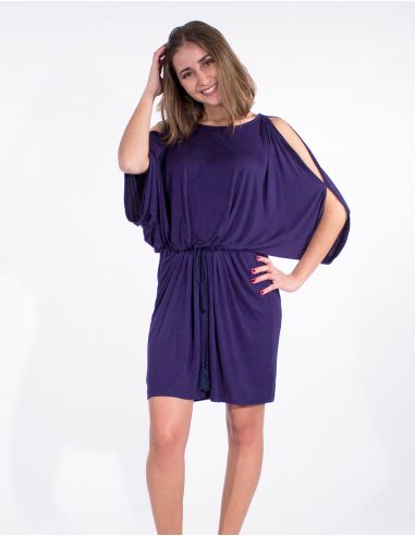 Vestido malla 95% viscosa 5% elastano liso hombro desdunos