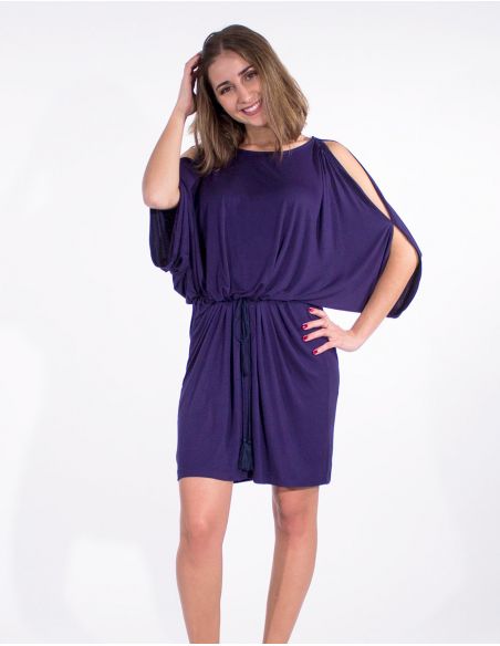 Vestido malla 95% viscosa 5% elastano liso hombro desdunos