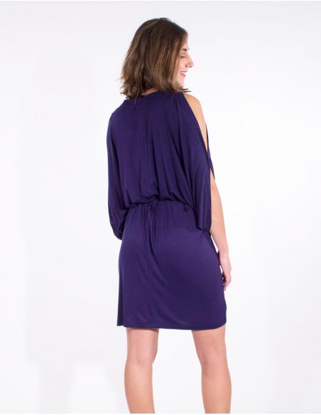 Vestido malla 95% viscosa 5% elastano liso hombro desdunos