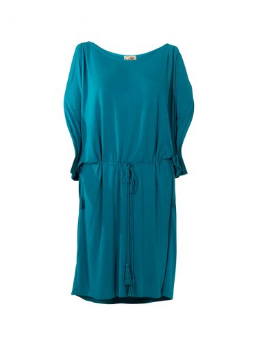 Vestido malla 95% viscosa 5% elastano liso hombro desdunos