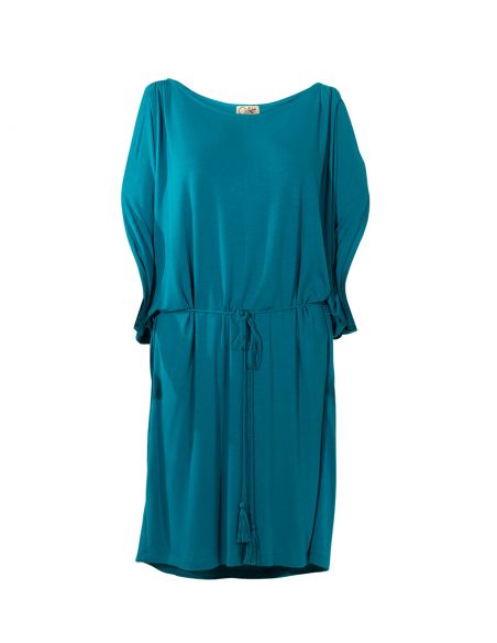 Vestido malla 95% viscosa 5% elastano liso hombro desdunos