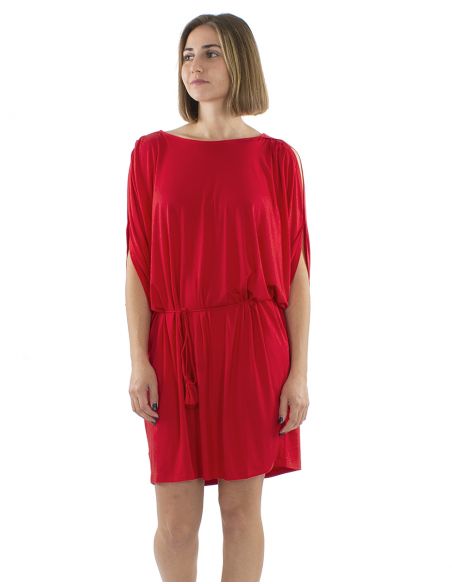 Vestido malla 95% viscosa 5% elastano liso hombro desdunos