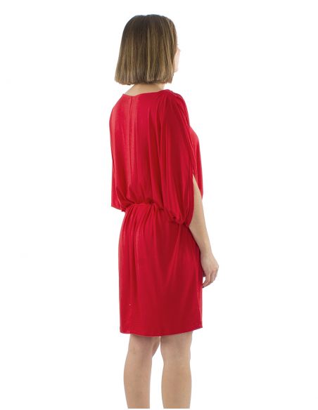 Vestido malla 95% viscosa 5% elastano liso hombro desdunos