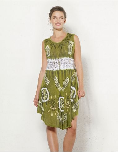 Vestido corto viscosa crepe sin mangas