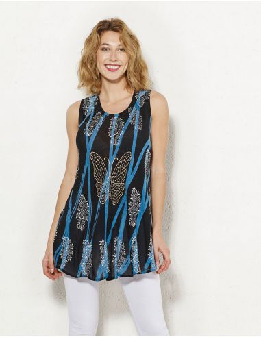 Mini vestido viscosa crepe sin mangas