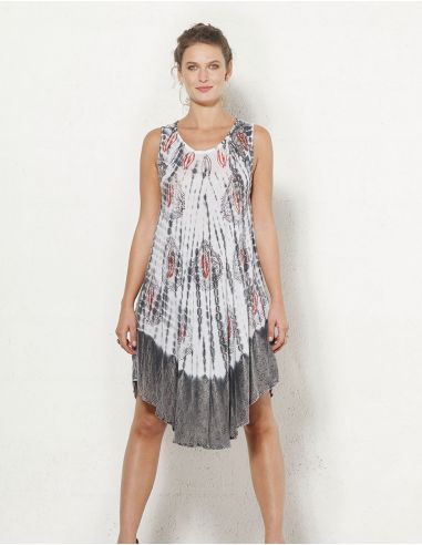 Vestido corto viscosa crepe sin mangas