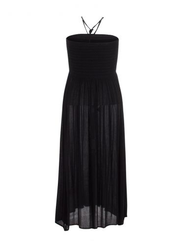 Vestido viscosa crepe corpiño smocke tirantes 