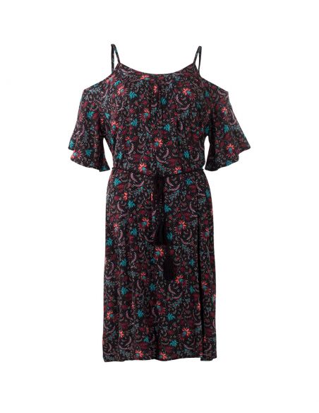 Vestido viscosa hombros desnudos estampado antika