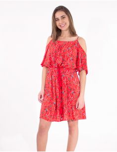 Vestido viscosa hombros desnudos estampado antika 2