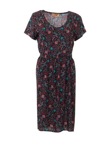 Vestido viscosa mangas cortas estampado antika