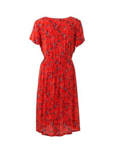 Vestido viscosa mangas cortas estampado antika