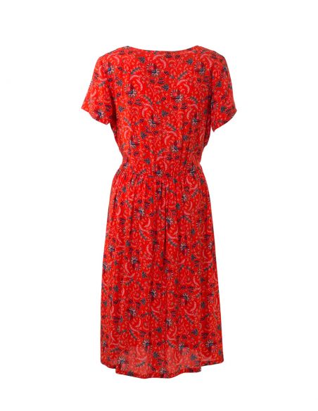 Vestido viscosa mangas cortas estampado antika