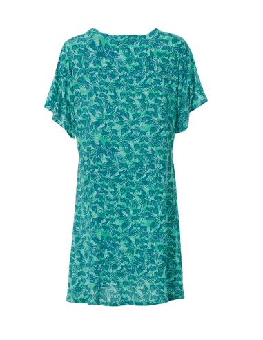 Vestido viscosa mangas cortas estampado canarios