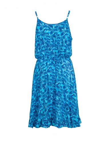 Vestido viscosa tirantes estampado canarios