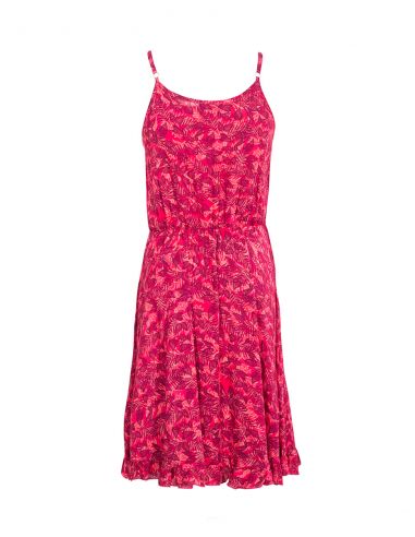 Vestido viscosa tirantes estampado canarios