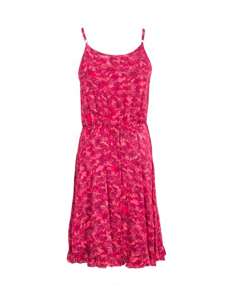 Vestido viscosa tirantes estampado canarios