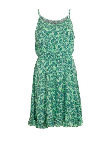 Vestido viscosa tirantes estampado canarios