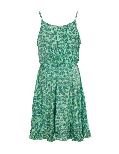 Vestido viscosa tirantes estampado canarios