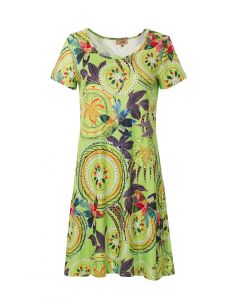 Vestido malla 95% poliester 5% elastano mangas cortas estampado monaco 2