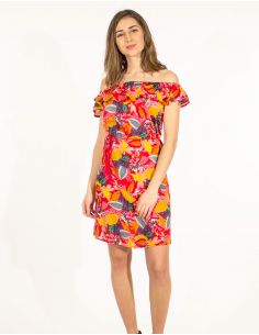 Vestido viscosa volante alto estampado tutti fruti 2