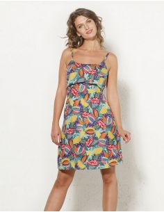 Vestido viscosa tirantes estampado tutti fruti