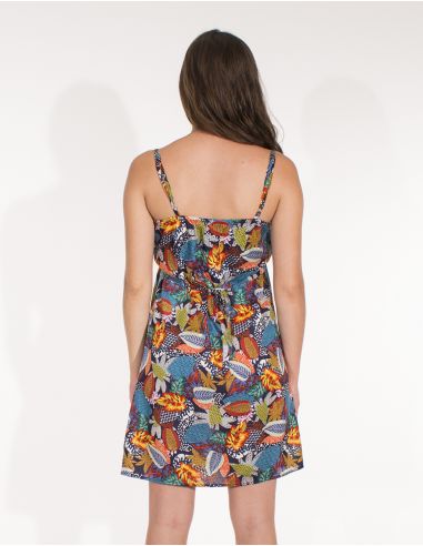 Vestido viscosa tirantes estampado tutti fruti