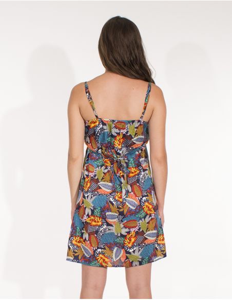 Vestido viscosa tirantes estampado tutti fruti