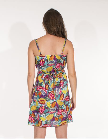 Vestido viscosa tirantes estampado tutti fruti