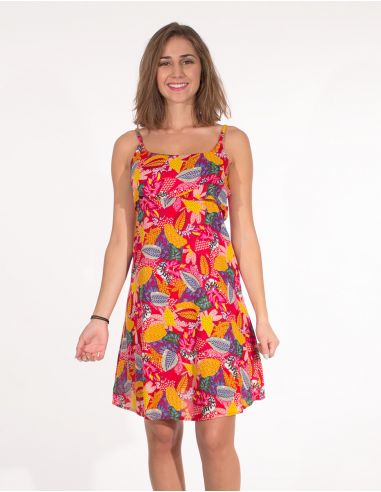 Vestido viscosa tirantes estampado tutti fruti