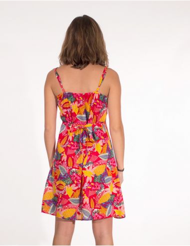 Vestido viscosa tirantes estampado tutti fruti