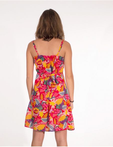 Vestido viscosa tirantes estampado tutti fruti